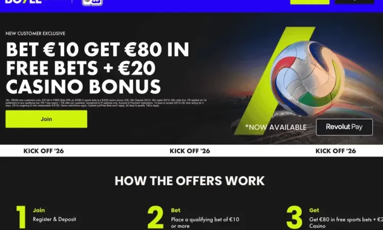 Get €100 from BOYLE Sports