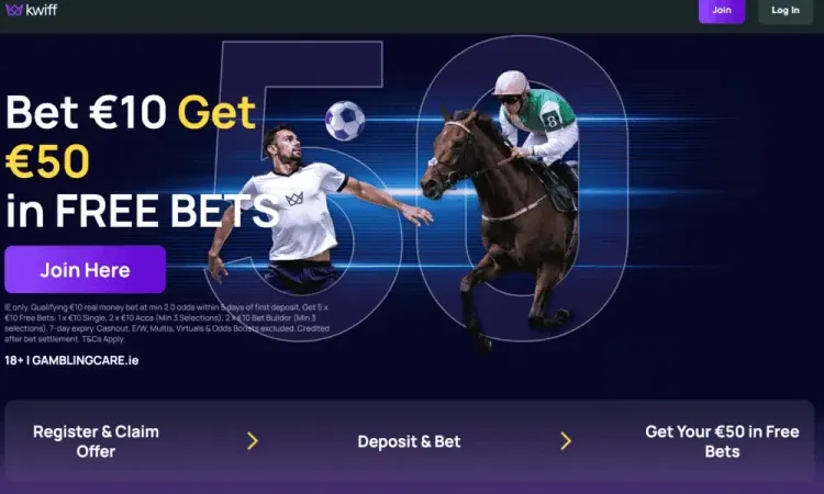 Get €50 from Irish bookmaker Kwiff