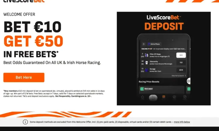 Livescore Bet - €50 Irish bookmaker offer
