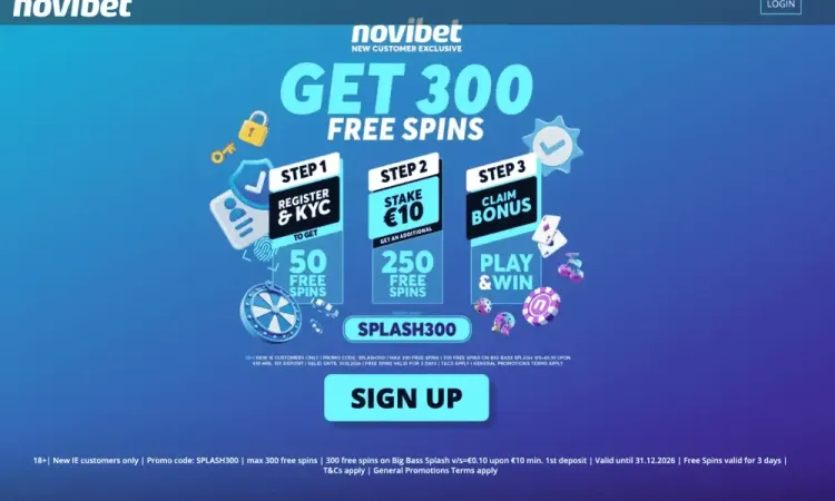 Get 300 Free Spins from Novibet
