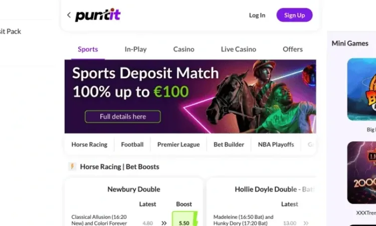 Get €100 from Irish bookmaker Puntit