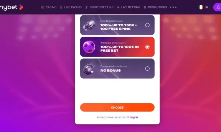 €100 from Tonybet Sports